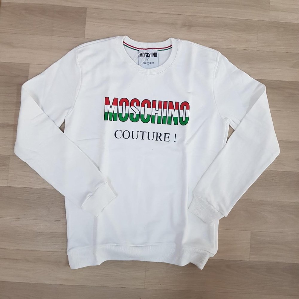 Moschino Men Logo Print White Sweatshirt